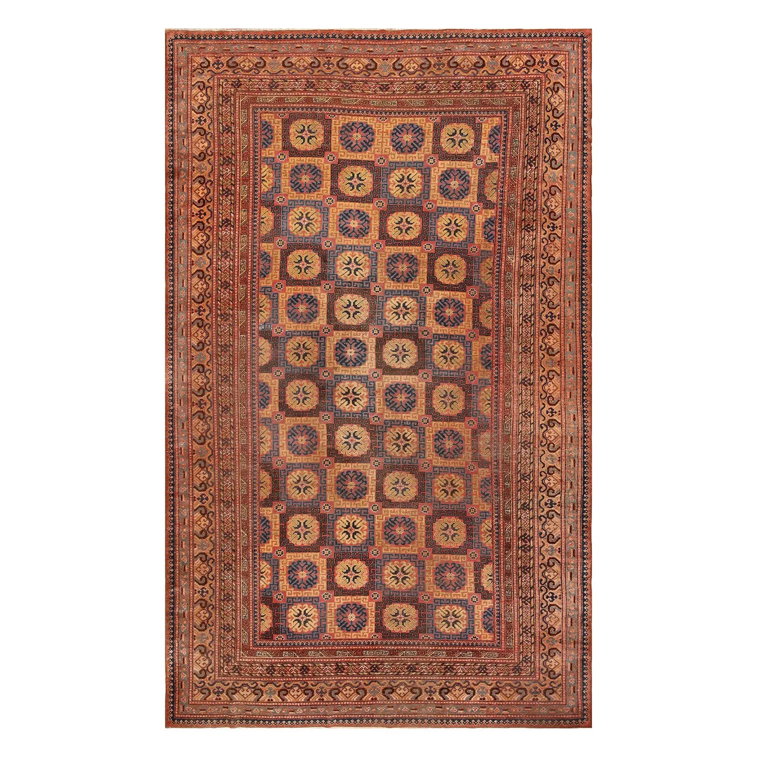 Gold Antique Turkish Khotan Rug - 8'7" x 14'