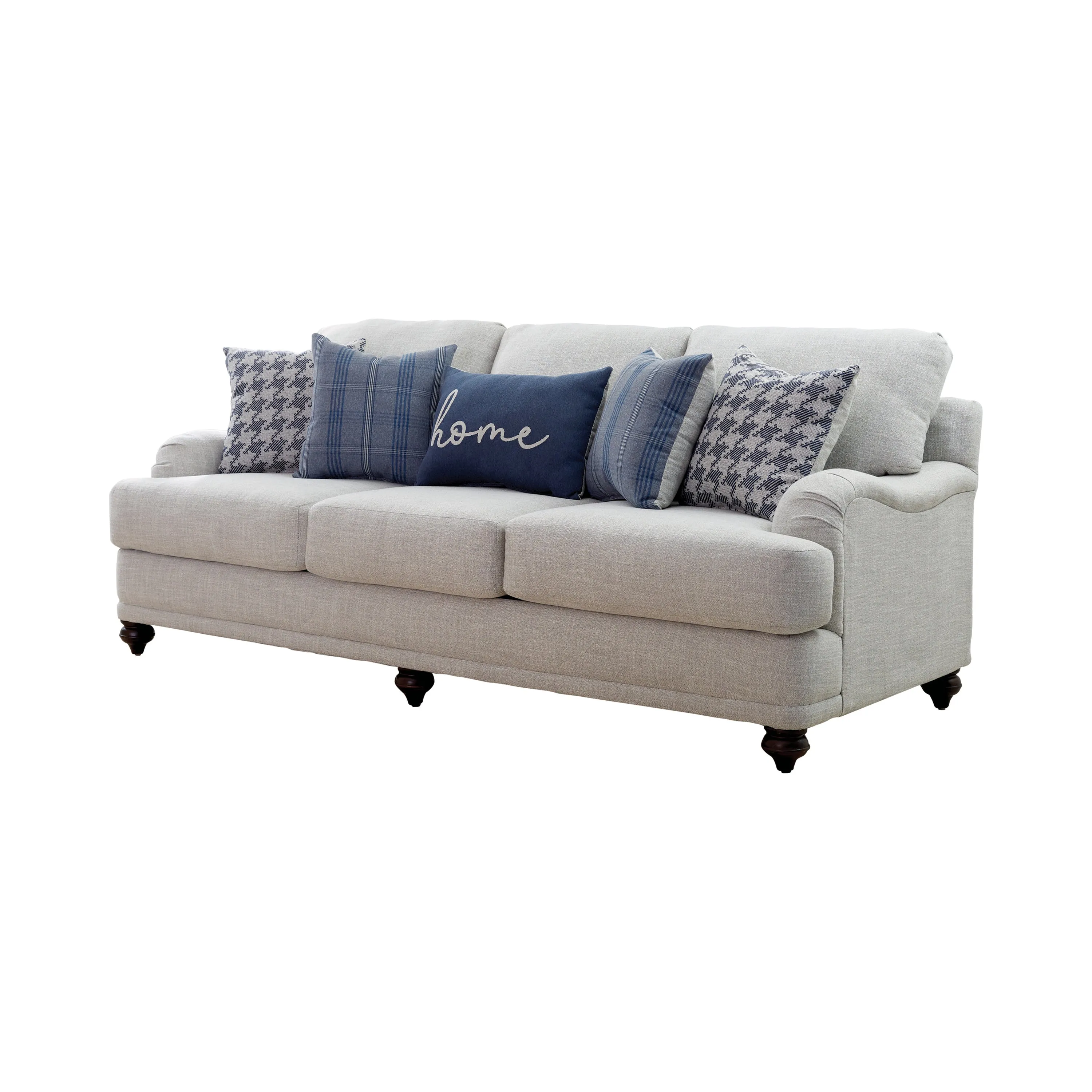 Gwen Recessed Arms Sofa Light Grey And Blue