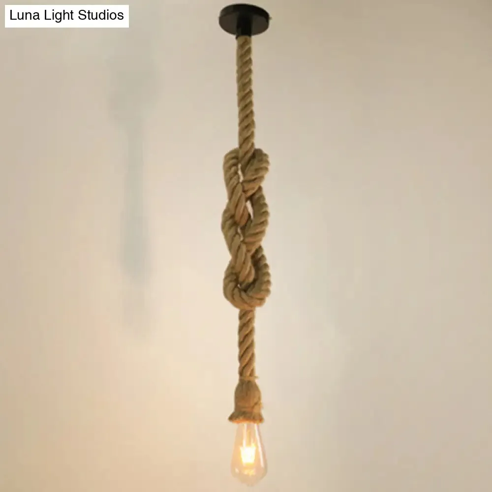 Hemp Rope Ceiling Pendant Light with Industrial Retro Style Bulb for Bar and Coffee Shop