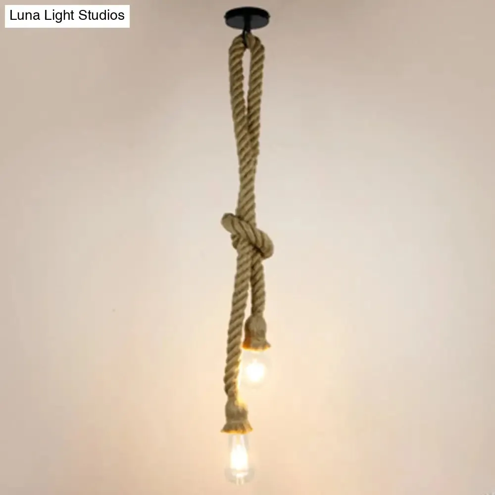 Hemp Rope Ceiling Pendant Light with Industrial Retro Style Bulb for Bar and Coffee Shop