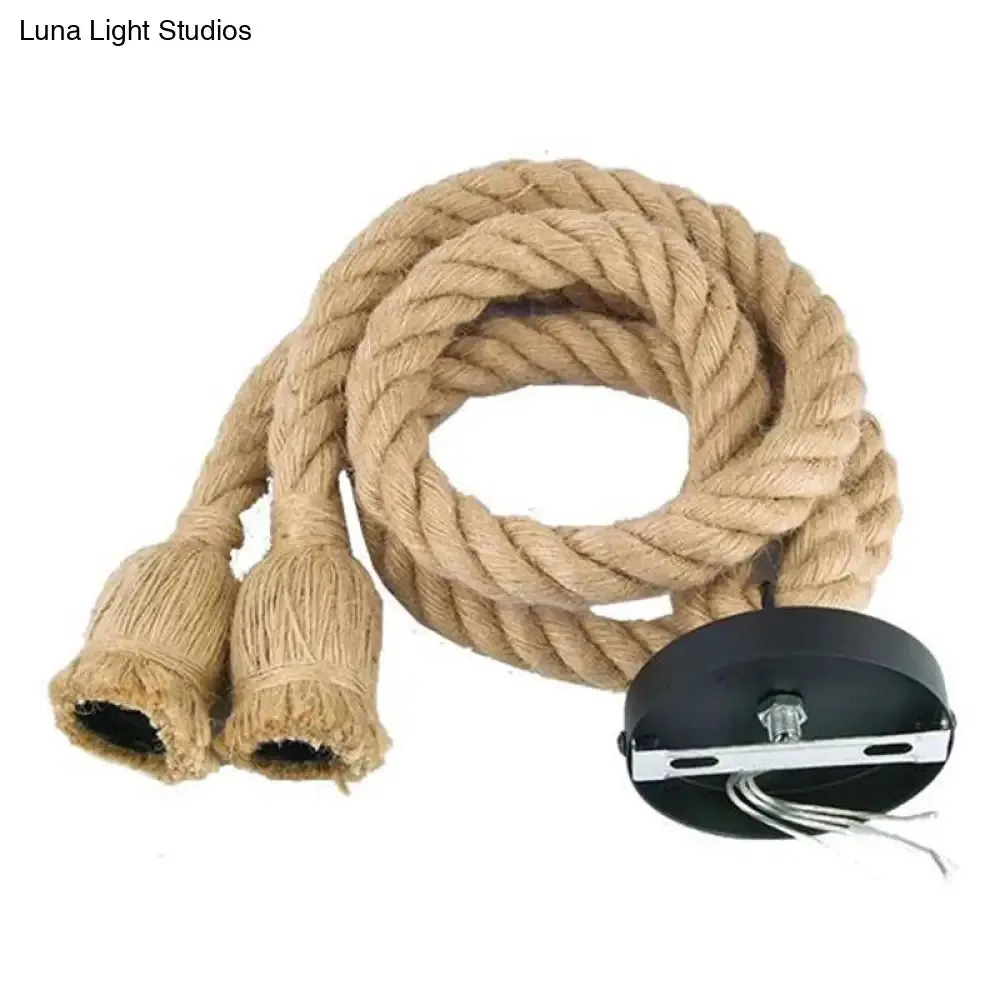 Hemp Rope Ceiling Pendant Light with Industrial Retro Style Bulb for Bar and Coffee Shop