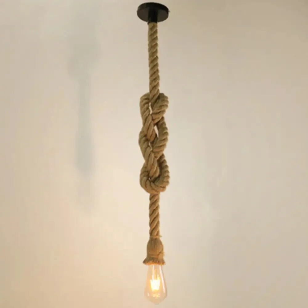 Hemp Rope Ceiling Pendant Light with Industrial Retro Style Bulb for Bar and Coffee Shop