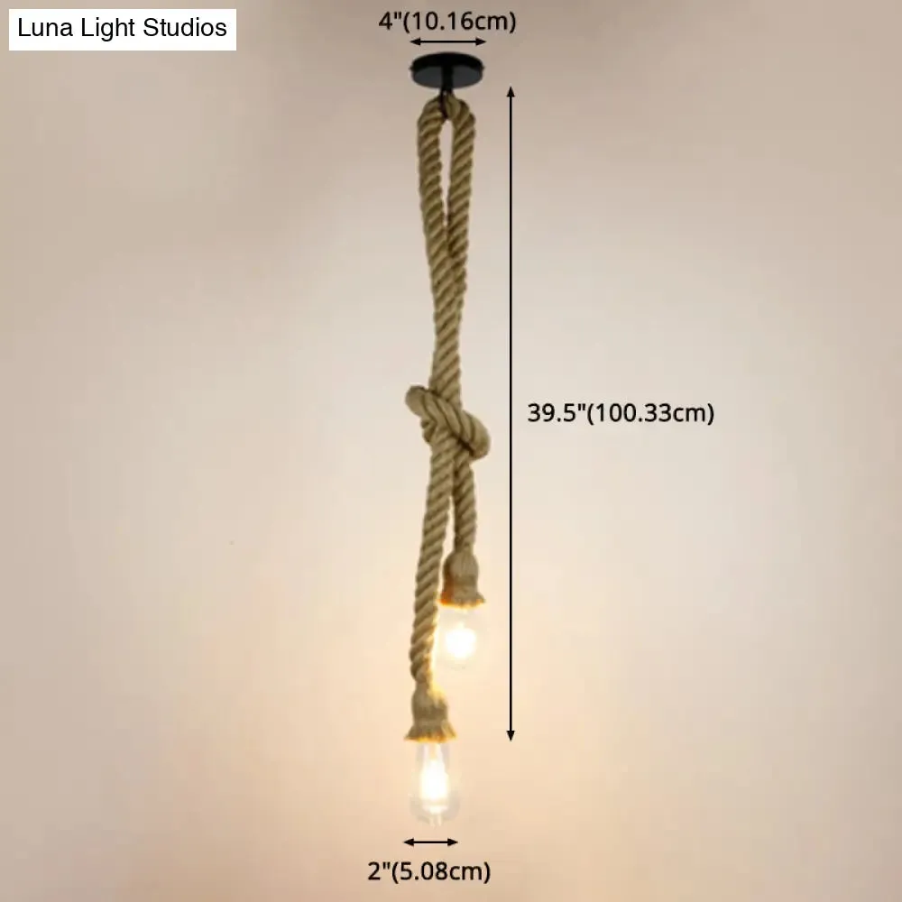 Hemp Rope Ceiling Pendant Light with Industrial Retro Style Bulb for Bar and Coffee Shop