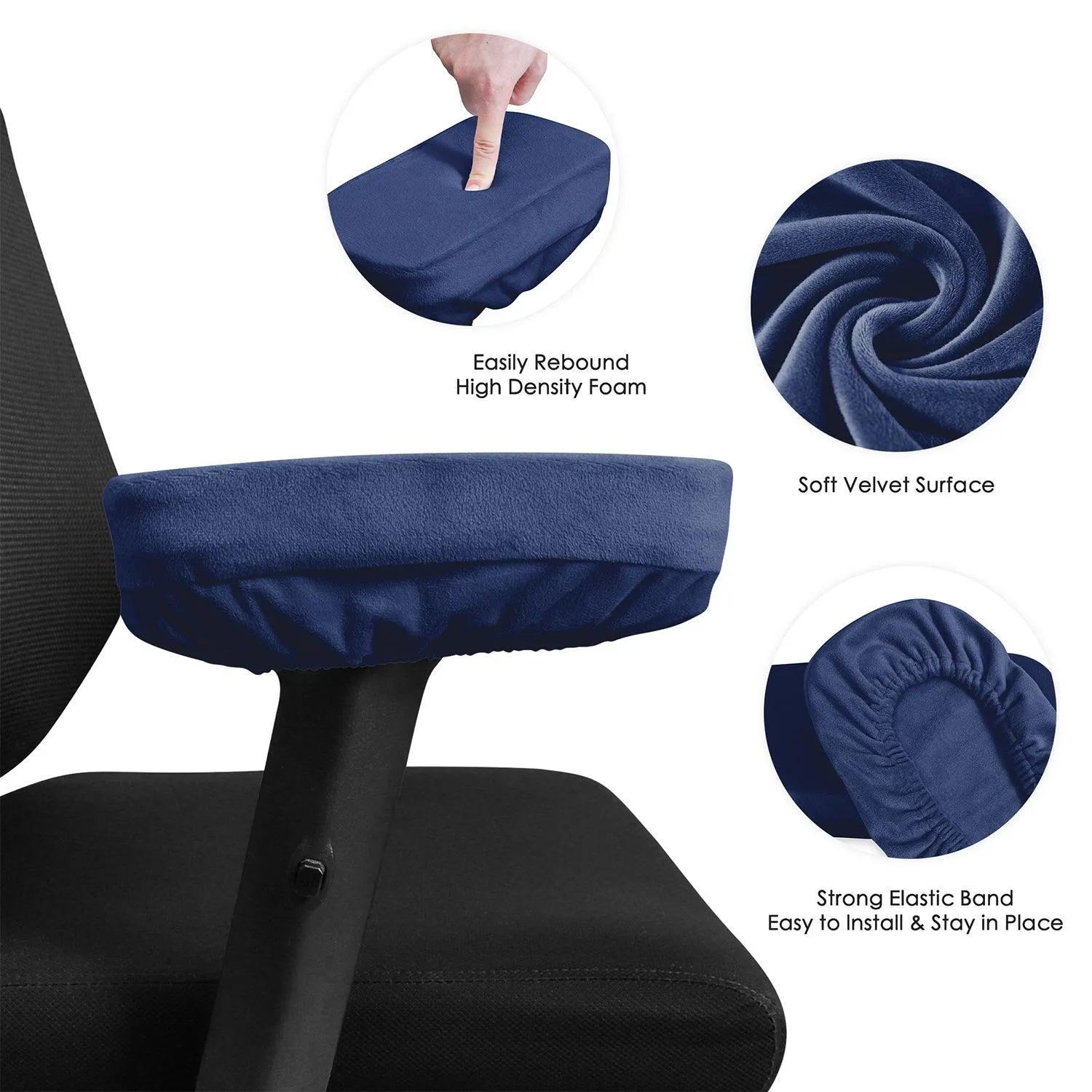 HOKIPO Chair Arm Rest Cushion Pad for Office Chair Comfy Armrest Covers, Blue