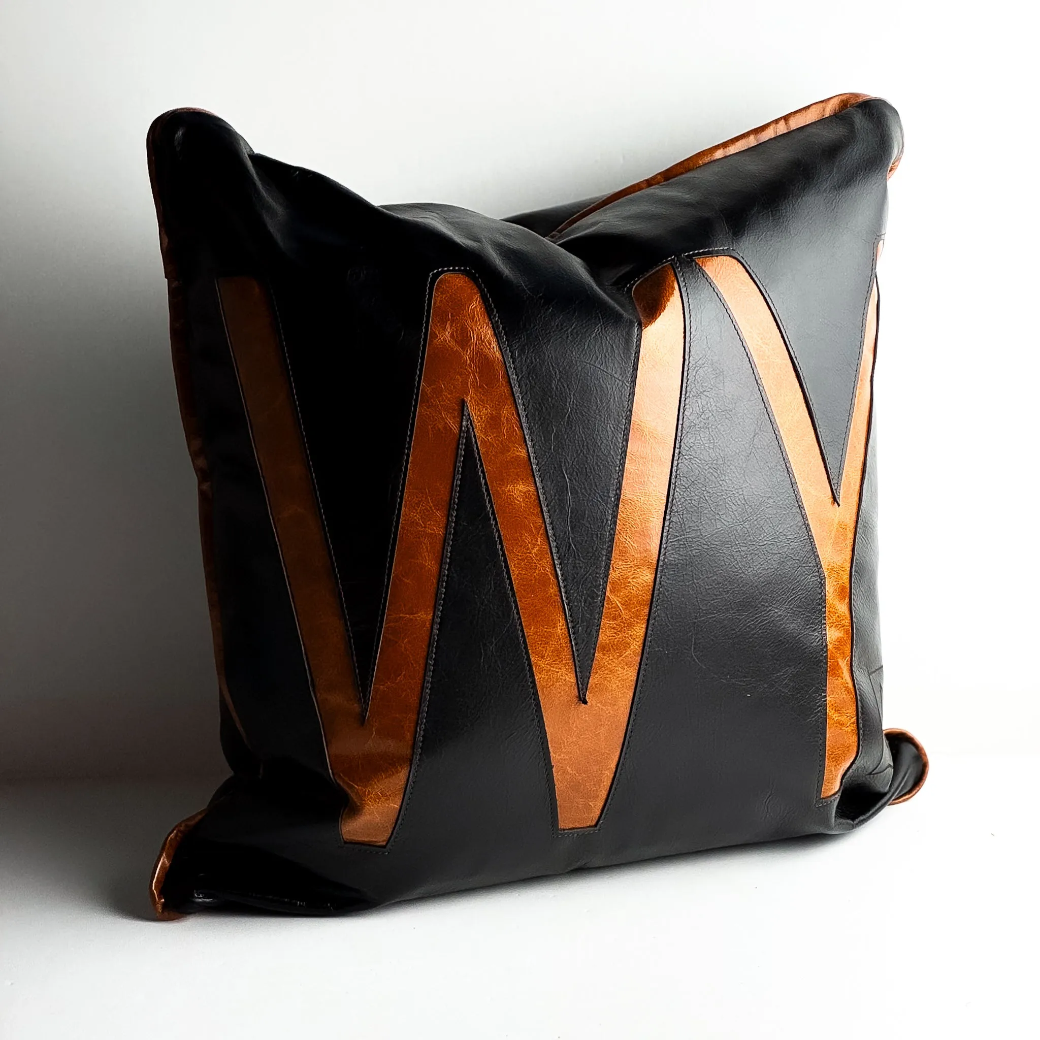 Home Collection | Square Pillow | WY Logo | Black   Whiskey