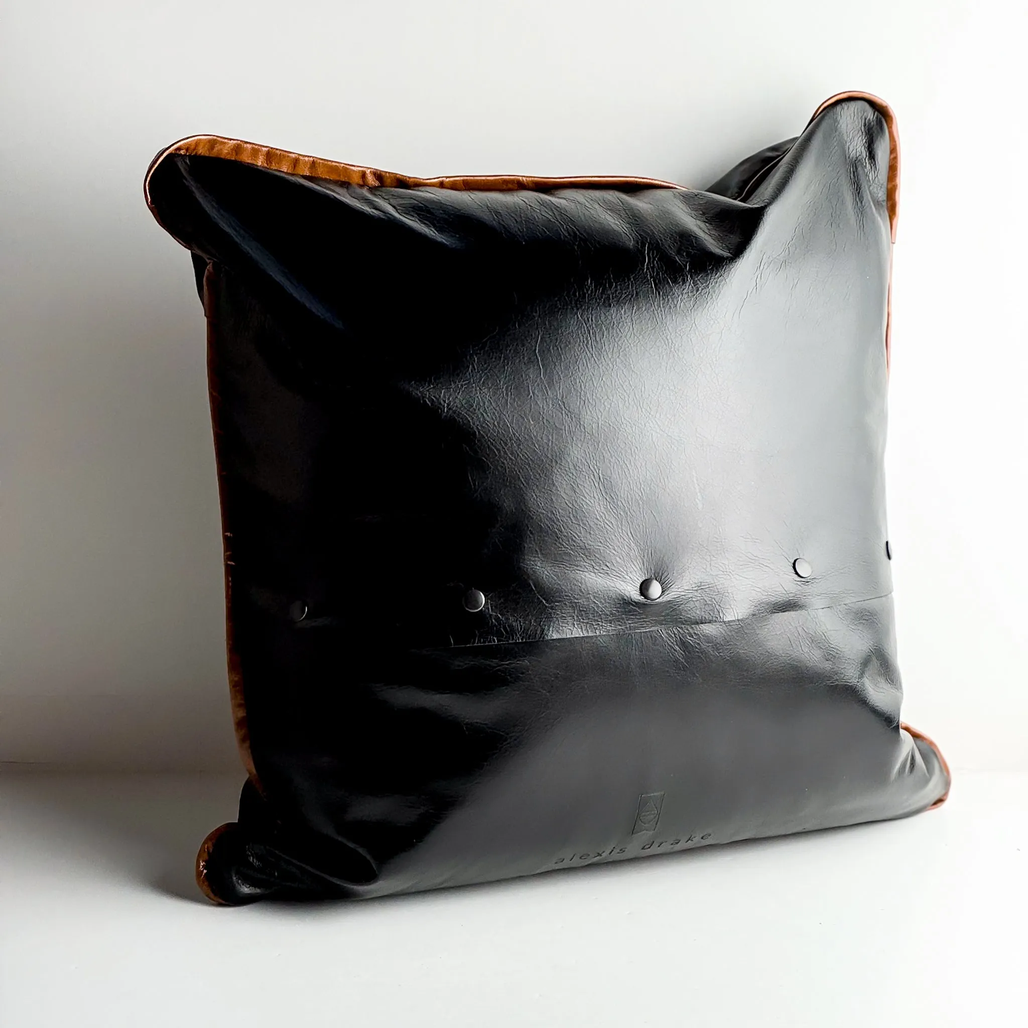 Home Collection | Square Pillow | WY Logo | Black   Whiskey