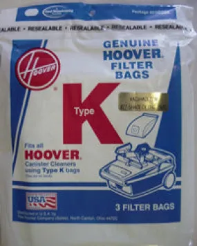 HOOVER VACUUM CLEANER - Bag Type "K" 3 PACK