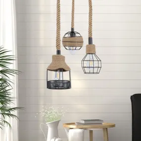 Industrial Style Nostalgic Rattan Hemp Rope 1-Light Pendant Light