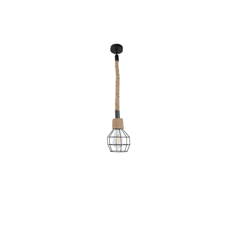 Industrial Style Nostalgic Rattan Hemp Rope 1-Light Pendant Light