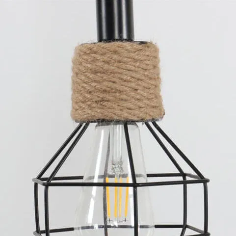 Industrial Style Nostalgic Rattan Hemp Rope 1-Light Pendant Light