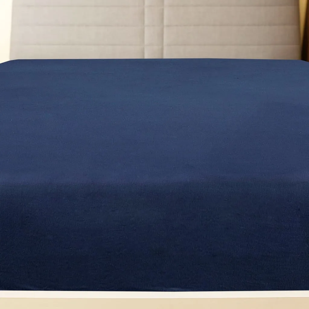 Jersey Fitted Sheets 2 pcs Navy Blue 90x200 cm Cotton