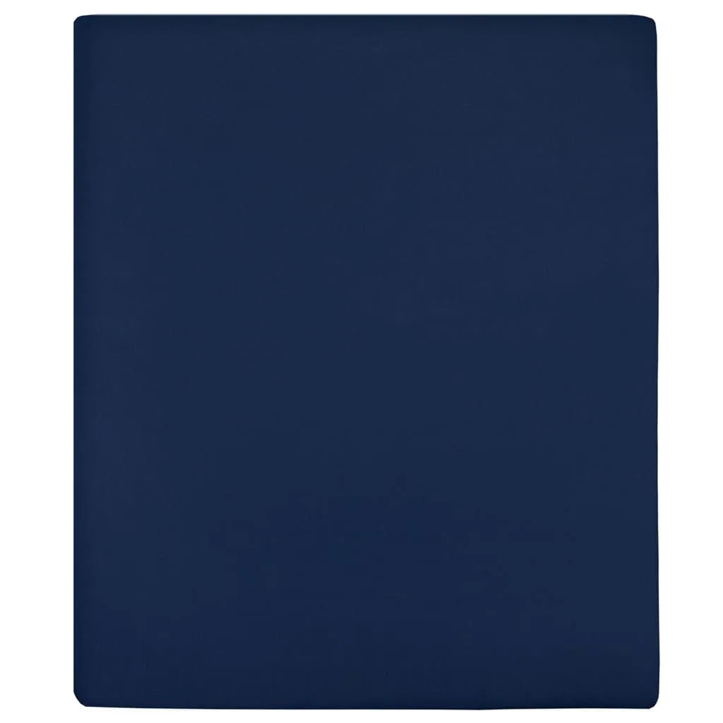 Jersey Fitted Sheets 2 pcs Navy Blue 90x200 cm Cotton