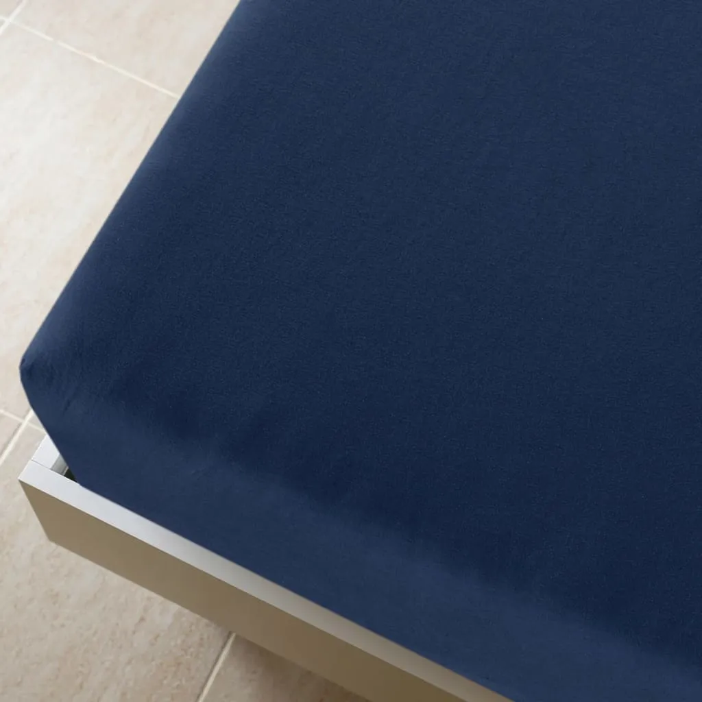 Jersey Fitted Sheets 2 pcs Navy Blue 90x200 cm Cotton