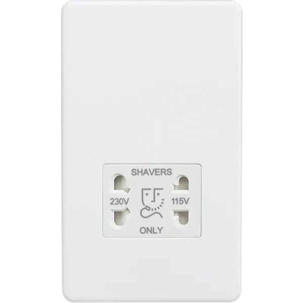 Knightsbridge Screwless 115/230V Dual Voltage Shaver Socket Matt White