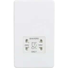 Knightsbridge Screwless 115/230V Dual Voltage Shaver Socket Matt White