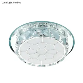 LED Crystal Ceiling Light - Elegant Chrome Floral Design in 3 Light Options, Ideal for Corridors - Recessed or Surface Mount