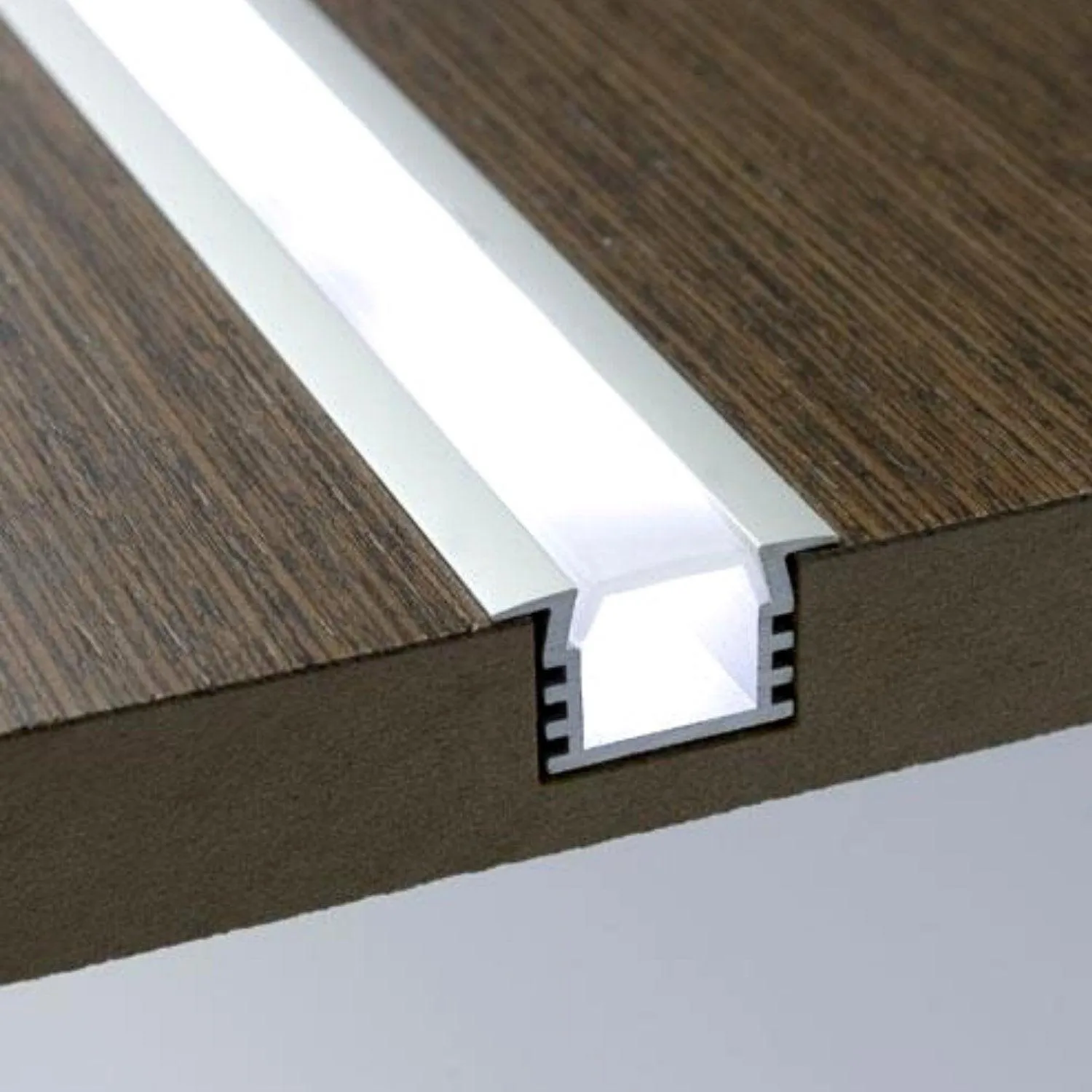 LED Strip Light Aluminium Recessed Profile Milky Cover Cabinet LED Channel