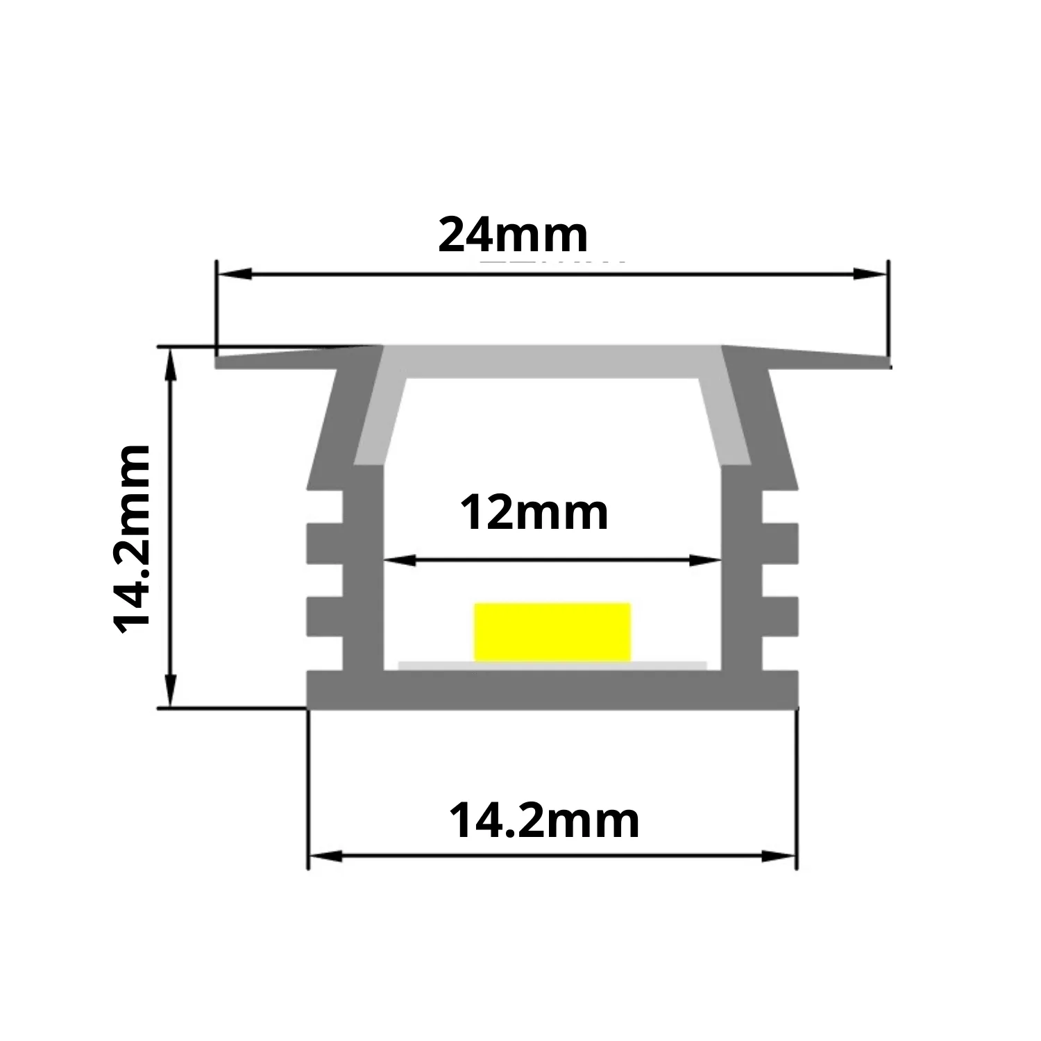 LED Strip Light Aluminium Recessed Profile Milky Cover Cabinet LED Channel