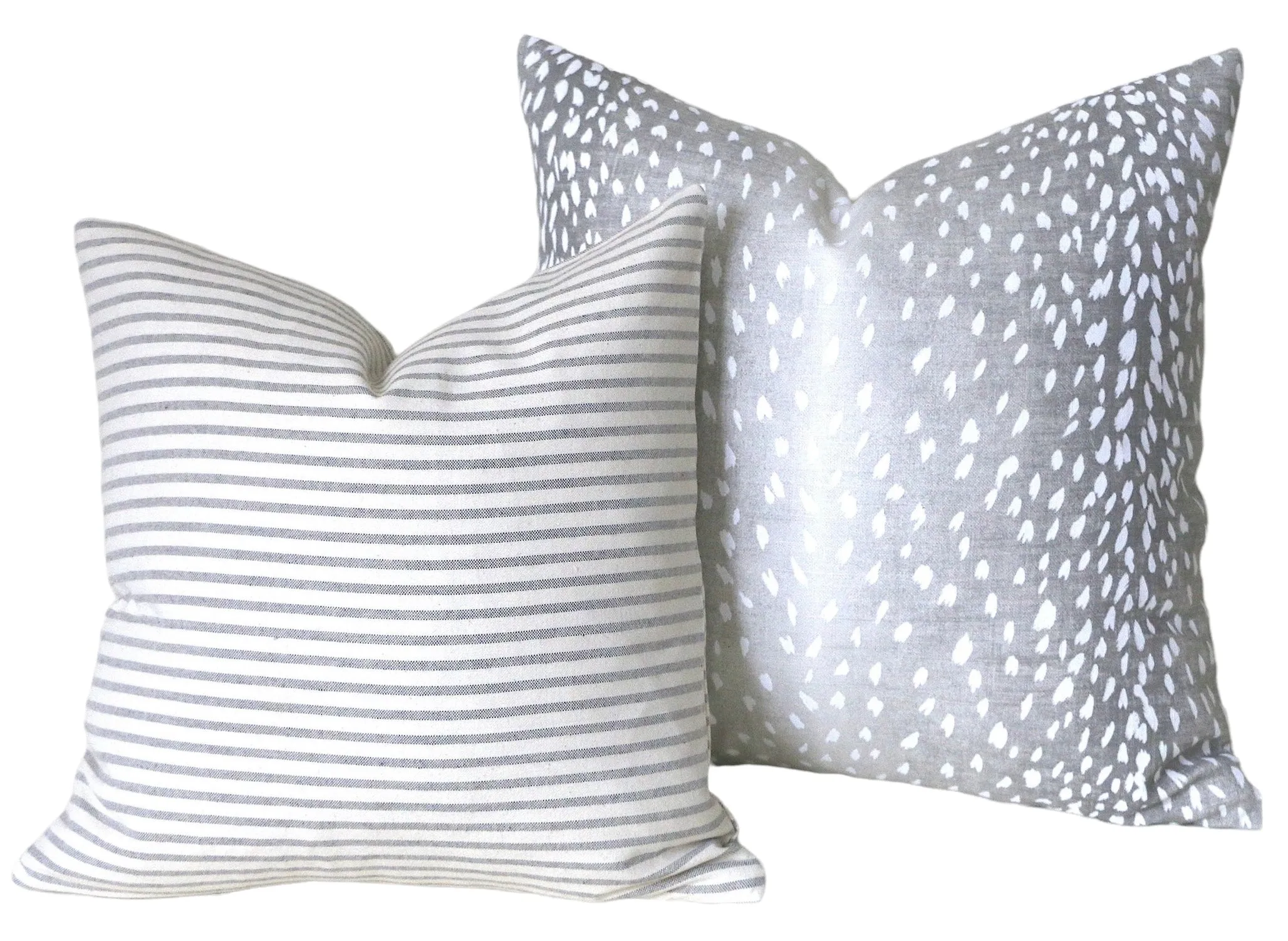 Linen Fawn Pillow Cover / Available in 10 sizes, Pom pom Trim Option