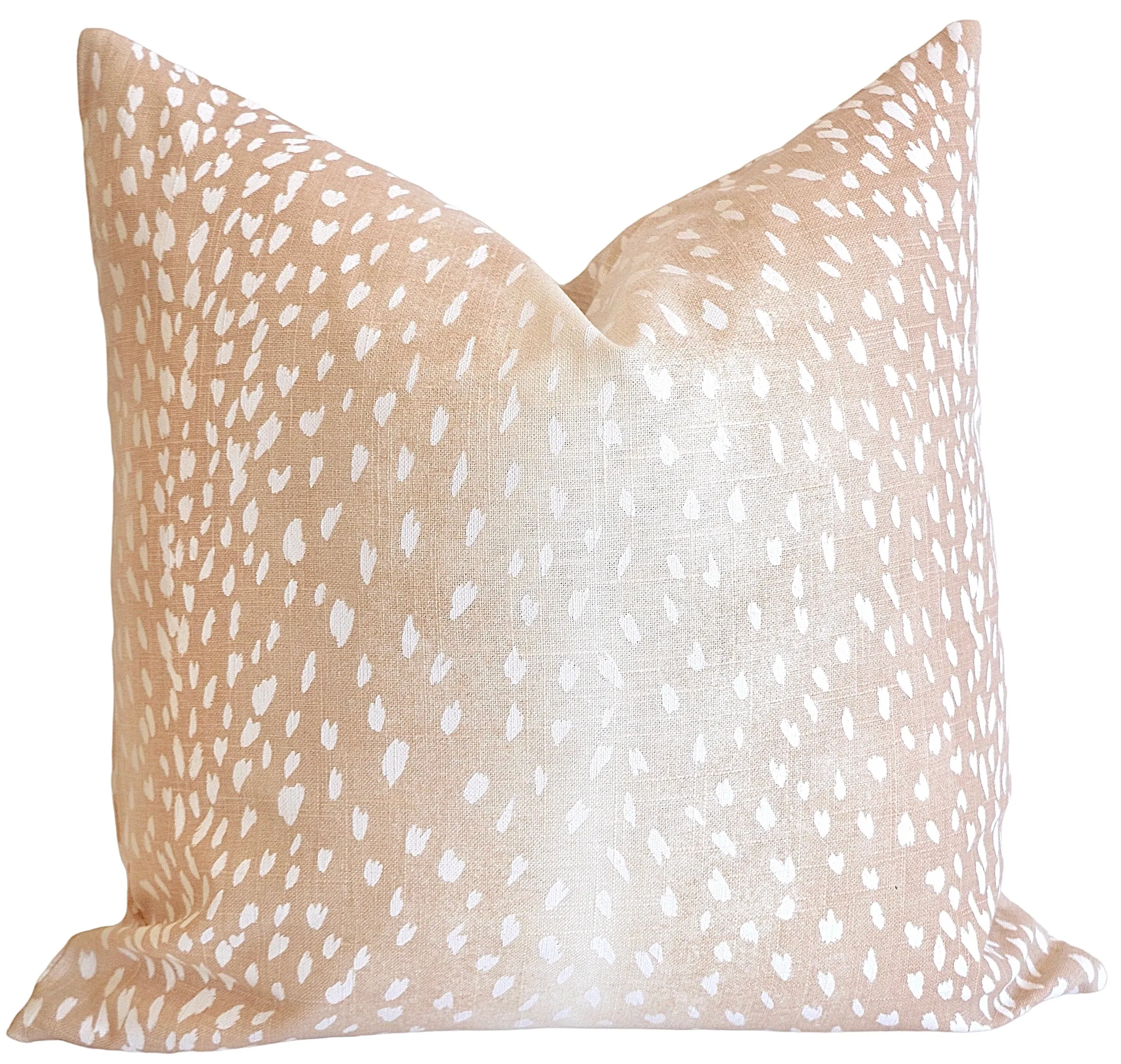 Linen Fawn Pillow Cover / Available in 10 sizes, Pom pom Trim Option