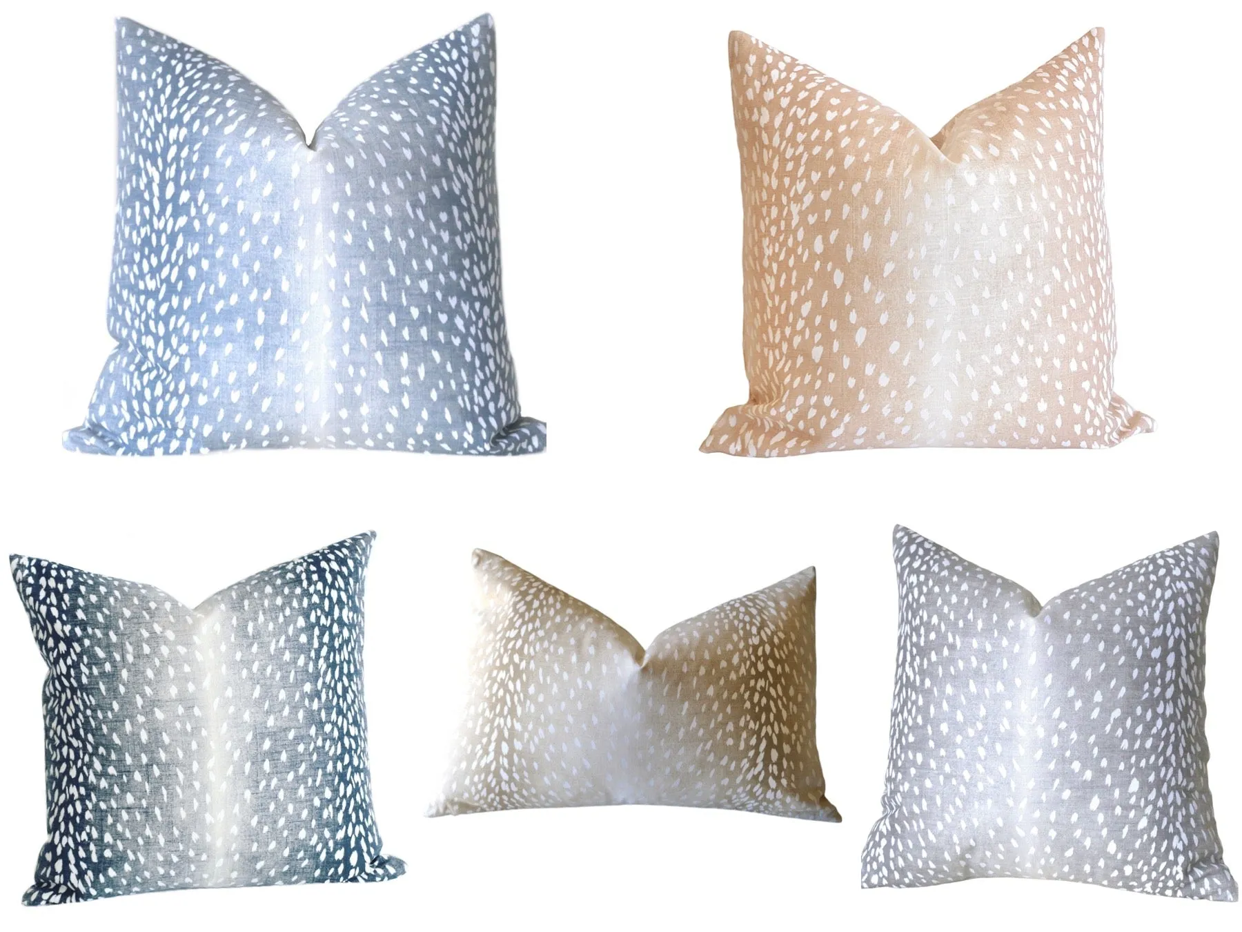 Linen Fawn Pillow Cover / Available in 10 sizes, Pom pom Trim Option