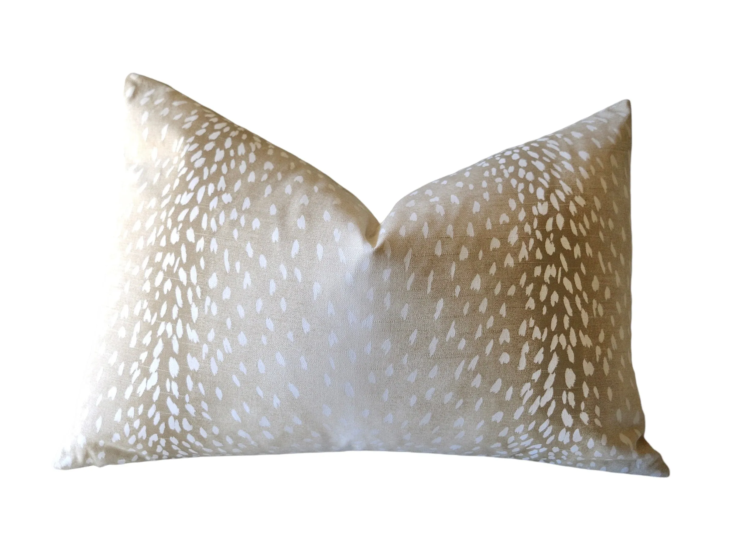 Linen Fawn Pillow Cover / Available in 10 sizes, Pom pom Trim Option