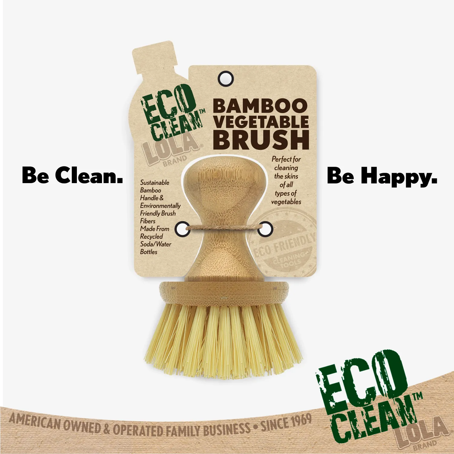 LOLA Eco-Clean Vegetable Cleaning Brush W/ Bamboo Knob, Eco-Friendly - 6 Count