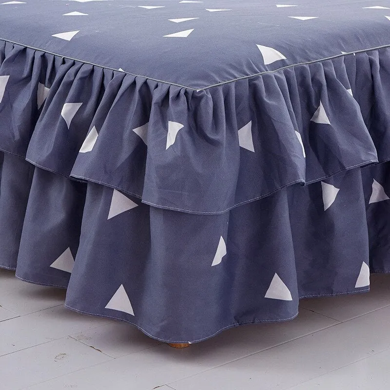 Lotus Leaf Non-slip Bed Skirt with Flowers Bed Sheet