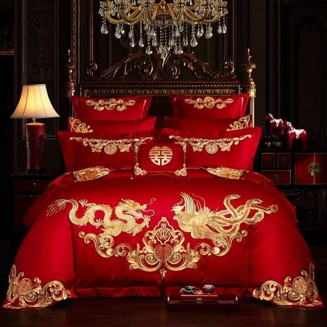 Luxury Phoenix Embroidery Bedding Set