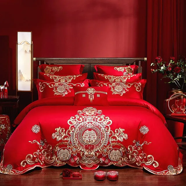 Luxury Phoenix Embroidery Bedding Set