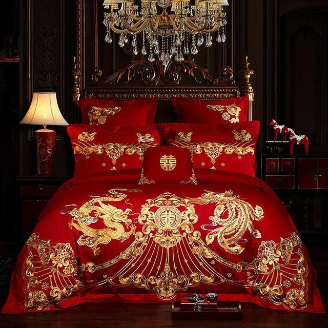 Luxury Phoenix Embroidery Bedding Set