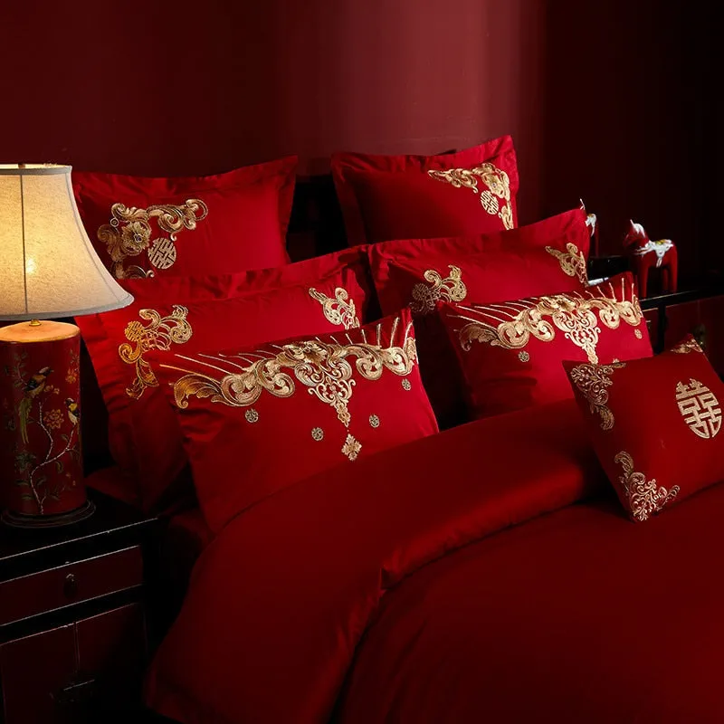 Luxury Phoenix Embroidery Bedding Set