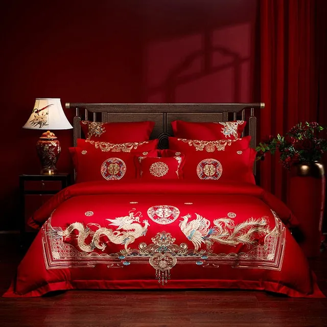 Luxury Phoenix Embroidery Bedding Set