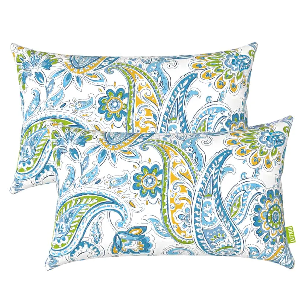 LVTXIII Outdoor Lumbar Pillow Covers 12''x20'' Light Paisley (Set Of 2)