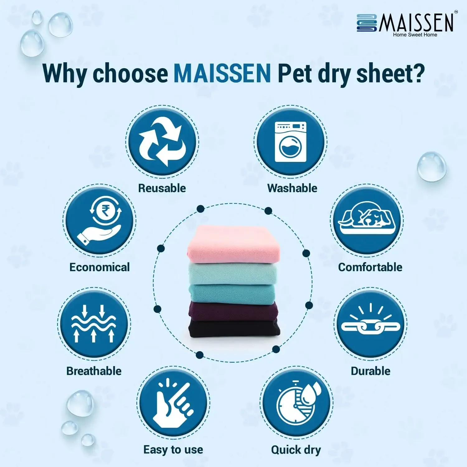 Maissen Pet Dry Sheet Dark Blue