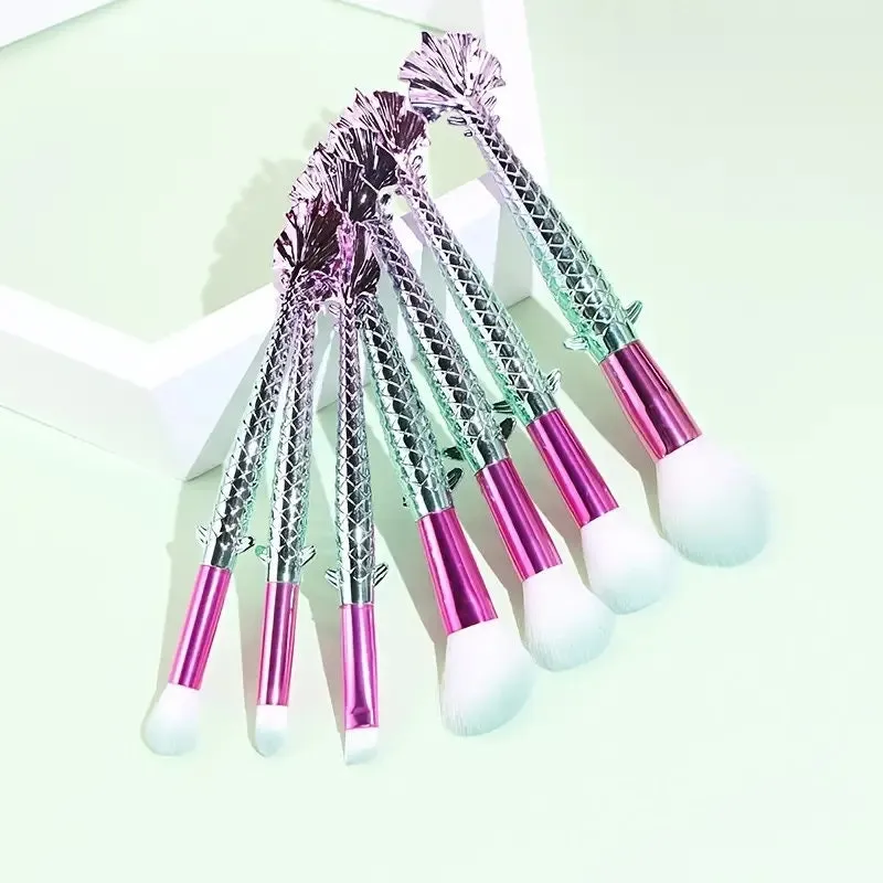 Makeup Brushes Set 7pcs 3D Mermaid Makeup Brush Cosmetic Brushes Eyeshadow Eyeliner Blush Brushes