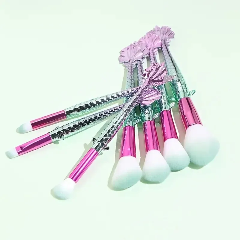 Makeup Brushes Set 7pcs 3D Mermaid Makeup Brush Cosmetic Brushes Eyeshadow Eyeliner Blush Brushes