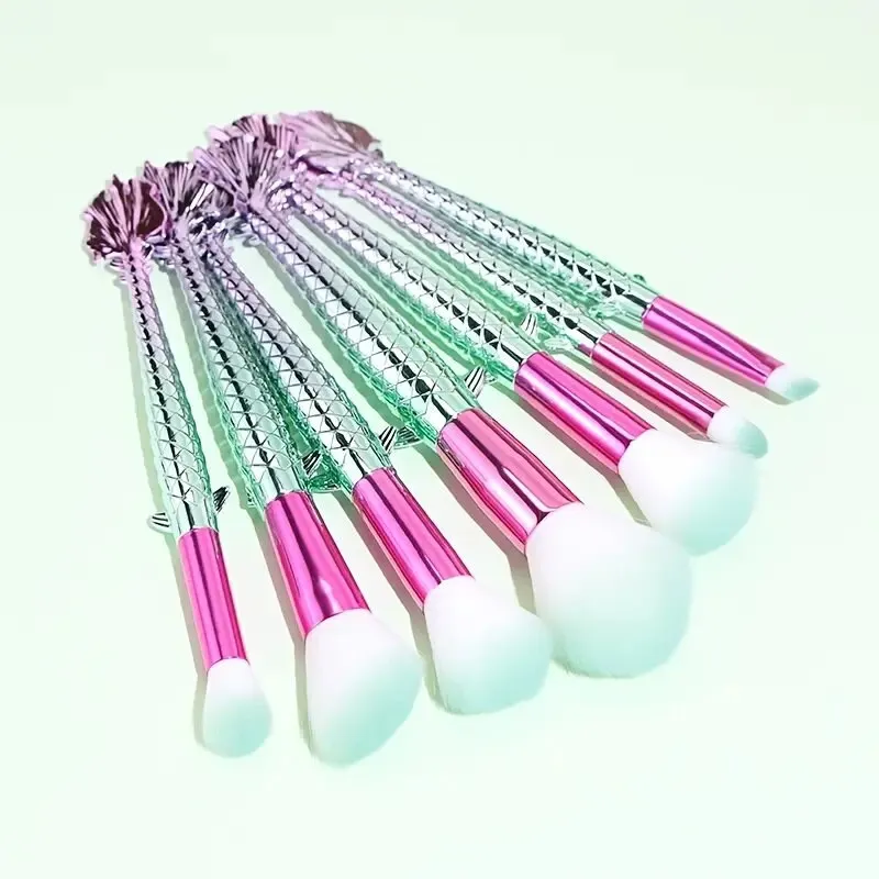 Makeup Brushes Set 7pcs 3D Mermaid Makeup Brush Cosmetic Brushes Eyeshadow Eyeliner Blush Brushes