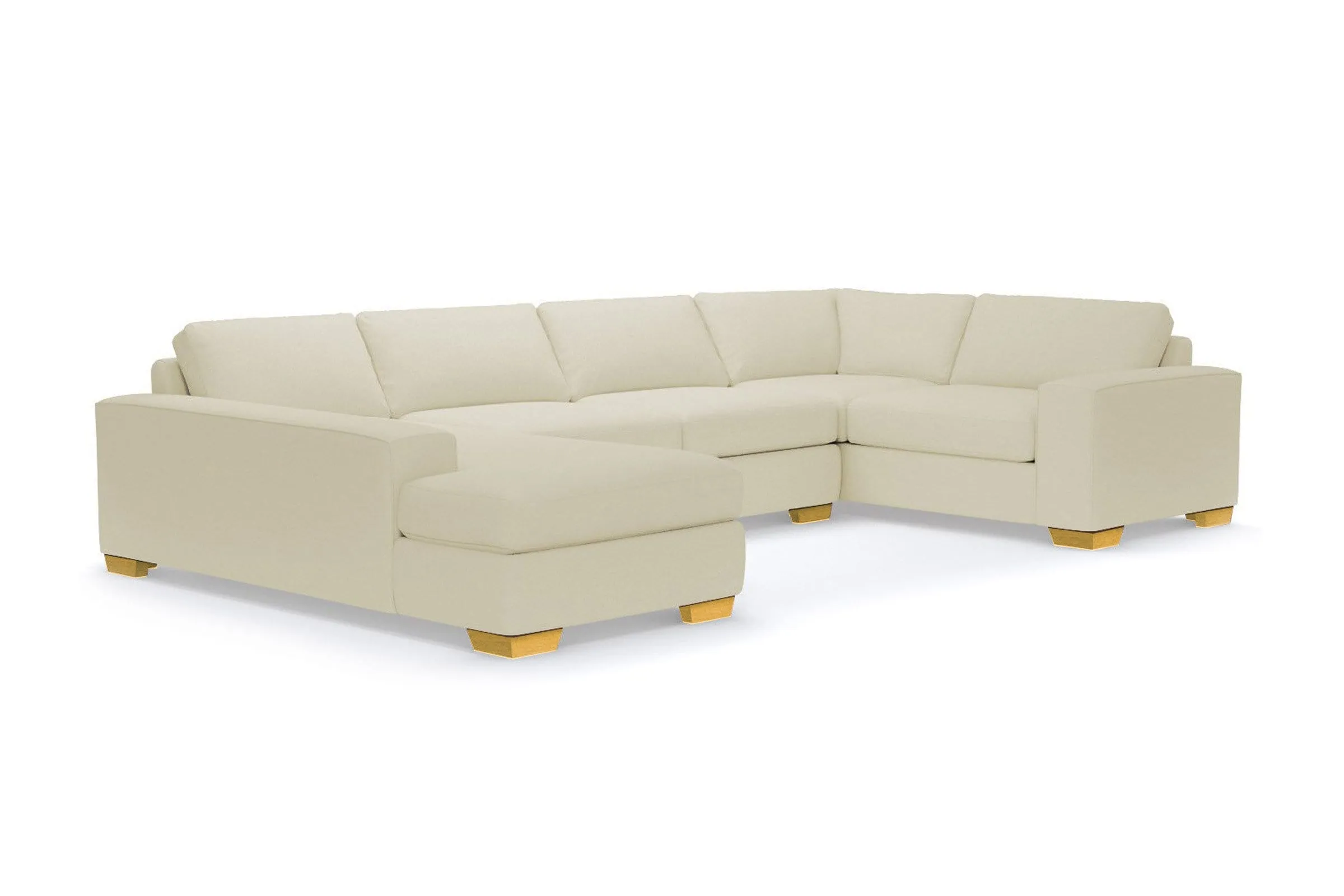 Melrose 3pc Sleeper Sectional :: Leg Finish: Natural / Configuration: LAF - Chaise on the Left / Sleeper Option: Deluxe Innerspring Mattress