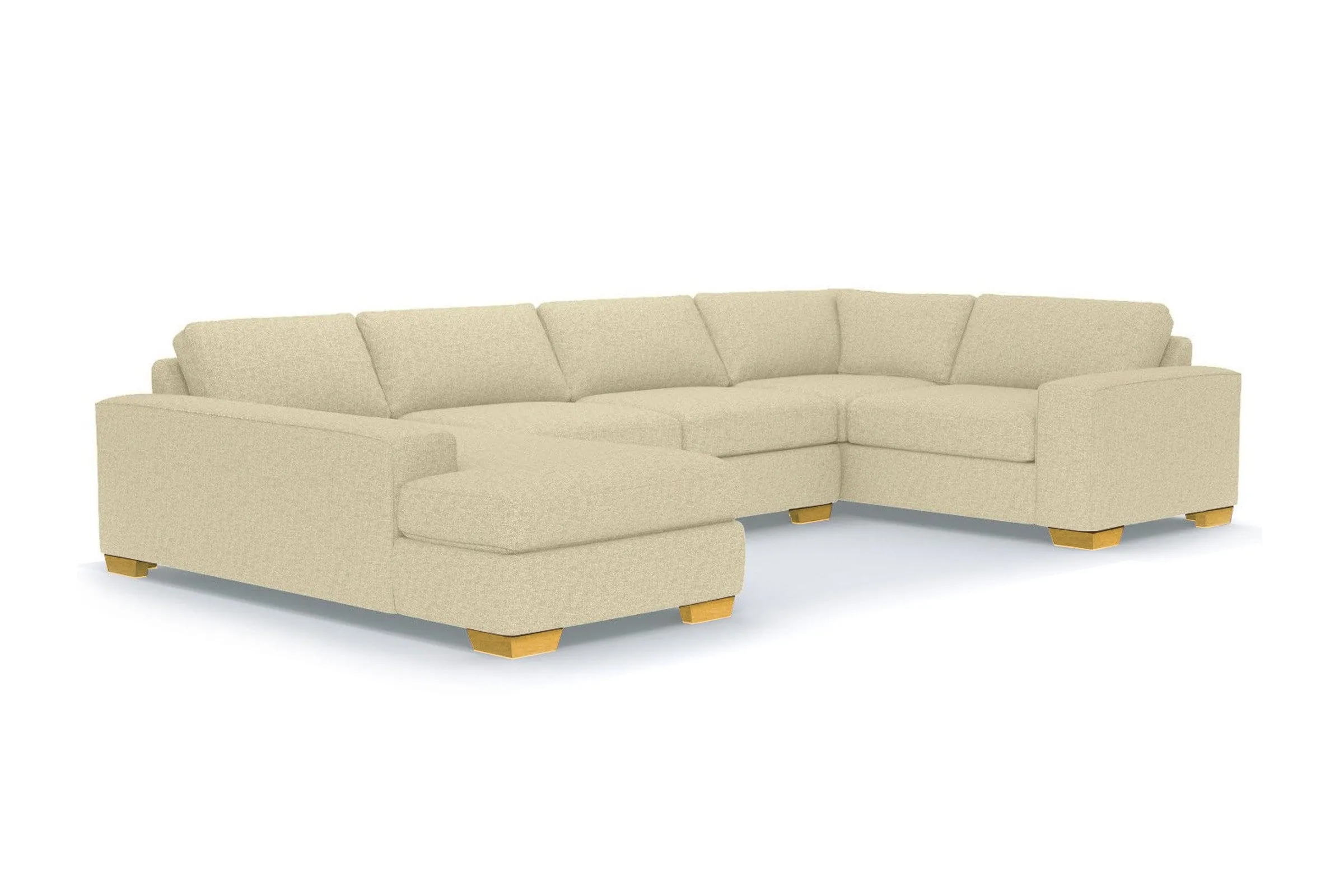 Melrose 3pc Sleeper Sectional :: Leg Finish: Natural / Configuration: LAF - Chaise on the Left / Sleeper Option: Deluxe Innerspring Mattress