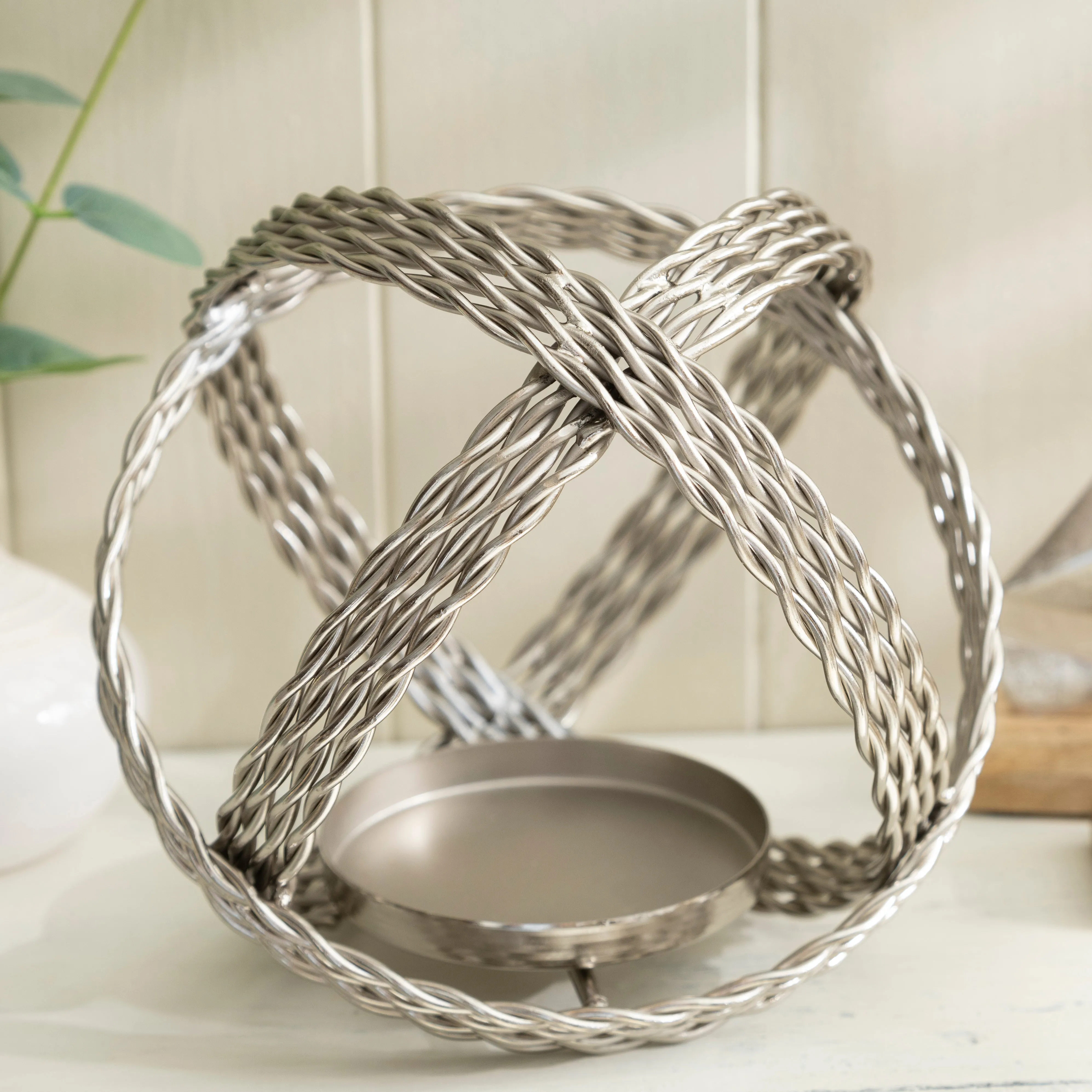 Metal Rope Ball Candle Holder