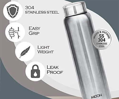 Milton Aqua 1000 Stainless Steel Water Bottle, 930 ml, Silver