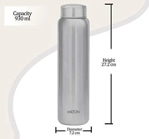 Milton Aqua 1000 Stainless Steel Water Bottle, 930 ml, Silver