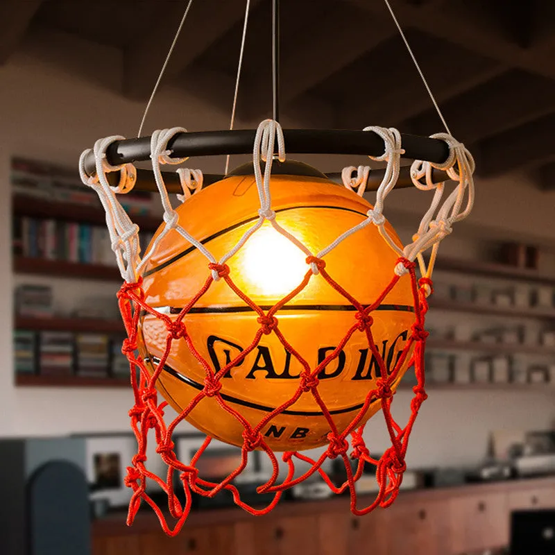 Modern Creative Basketball Iron Glass Mesh Rope 1-Light Pendant Light