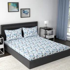 Modern Sanctuary Ashley Printed 200TC 100% Cotton Blue Bed Sheet