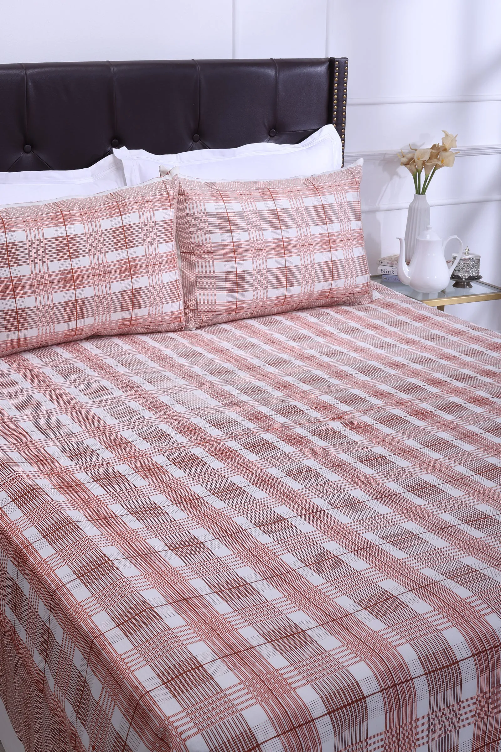 Monica Geometric Rust Cotton Bedsheet