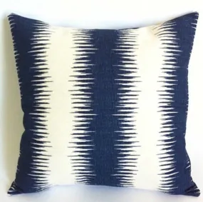 Navy Blue Ikat Stripe Pillow Blue and Cream Pillow Sham Cushion Cover 20x20 inches 24x24 26x26 28x28 Bohostyle