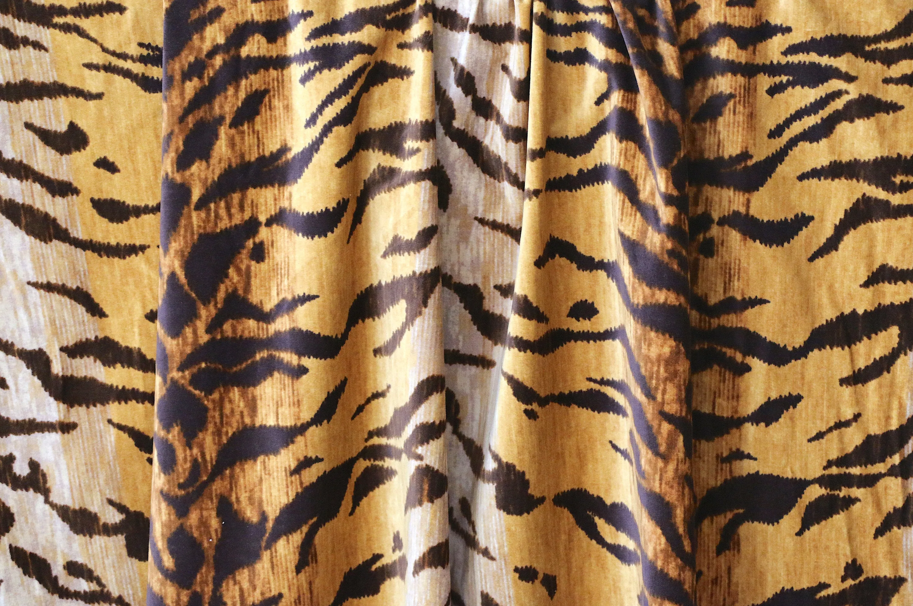 Ombré Tiger Velvet Upholstery Fabric by the yard / Gold Orange Velvet Home Fabric / High End Upholstery Velvet / Vintage Cotton Velvet