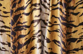 Ombré Tiger Velvet Upholstery Fabric by the yard / Gold Orange Velvet Home Fabric / High End Upholstery Velvet / Vintage Cotton Velvet