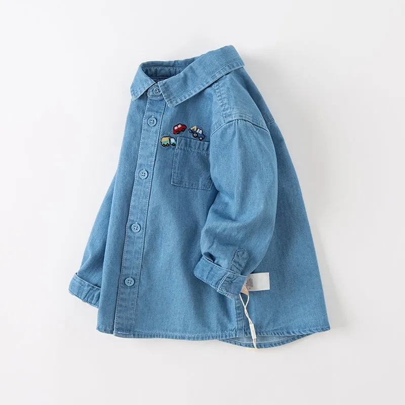 Original Car Collector Boy Blue Denim Shirt